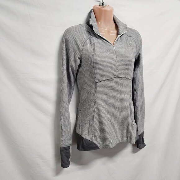 Lululemon Define 1/4 Zip Jacket Women Size 4 Gray Striped - Picture 3 of 14